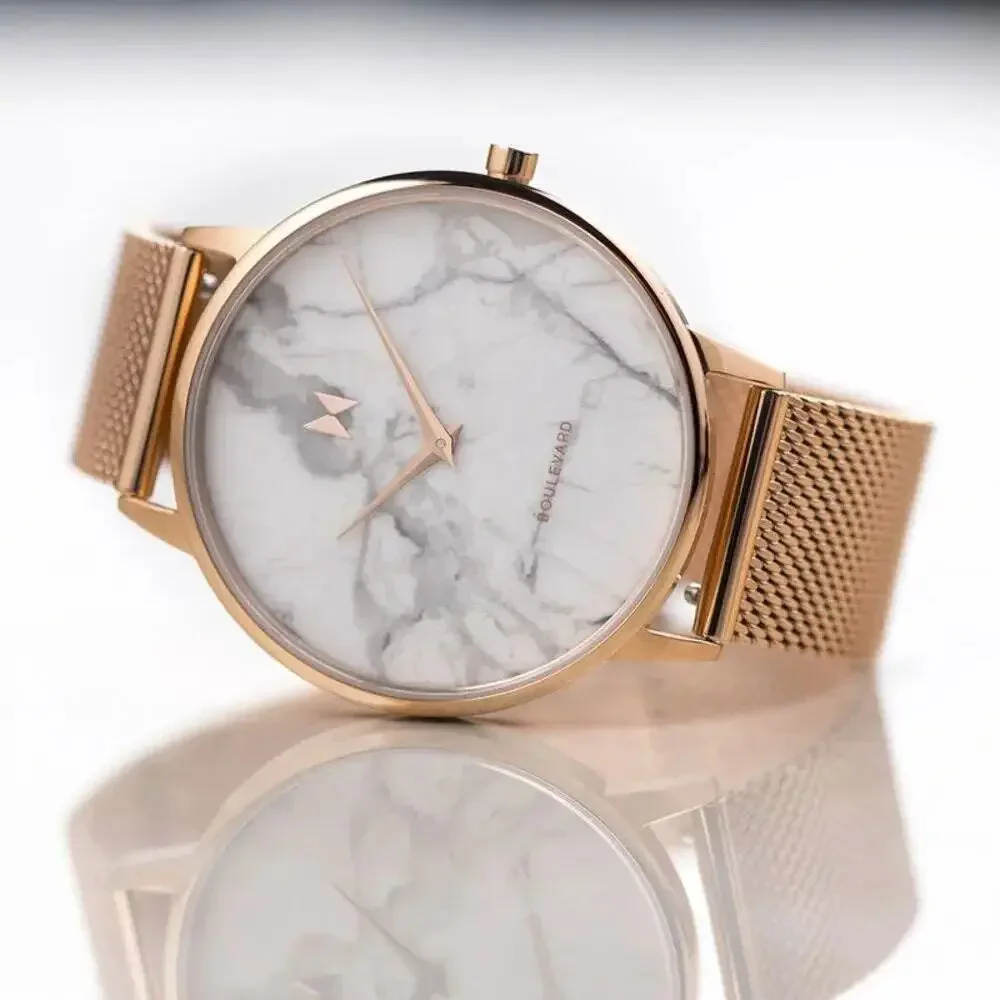 MVMT Boulevard Marble Malibu Rose Women's Watch Minimalist Classic 38mm